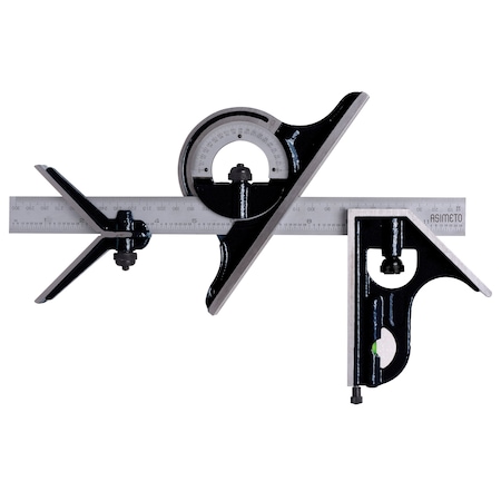 Asimeto 12"/300mm 4pc Combination Square Set 7490208